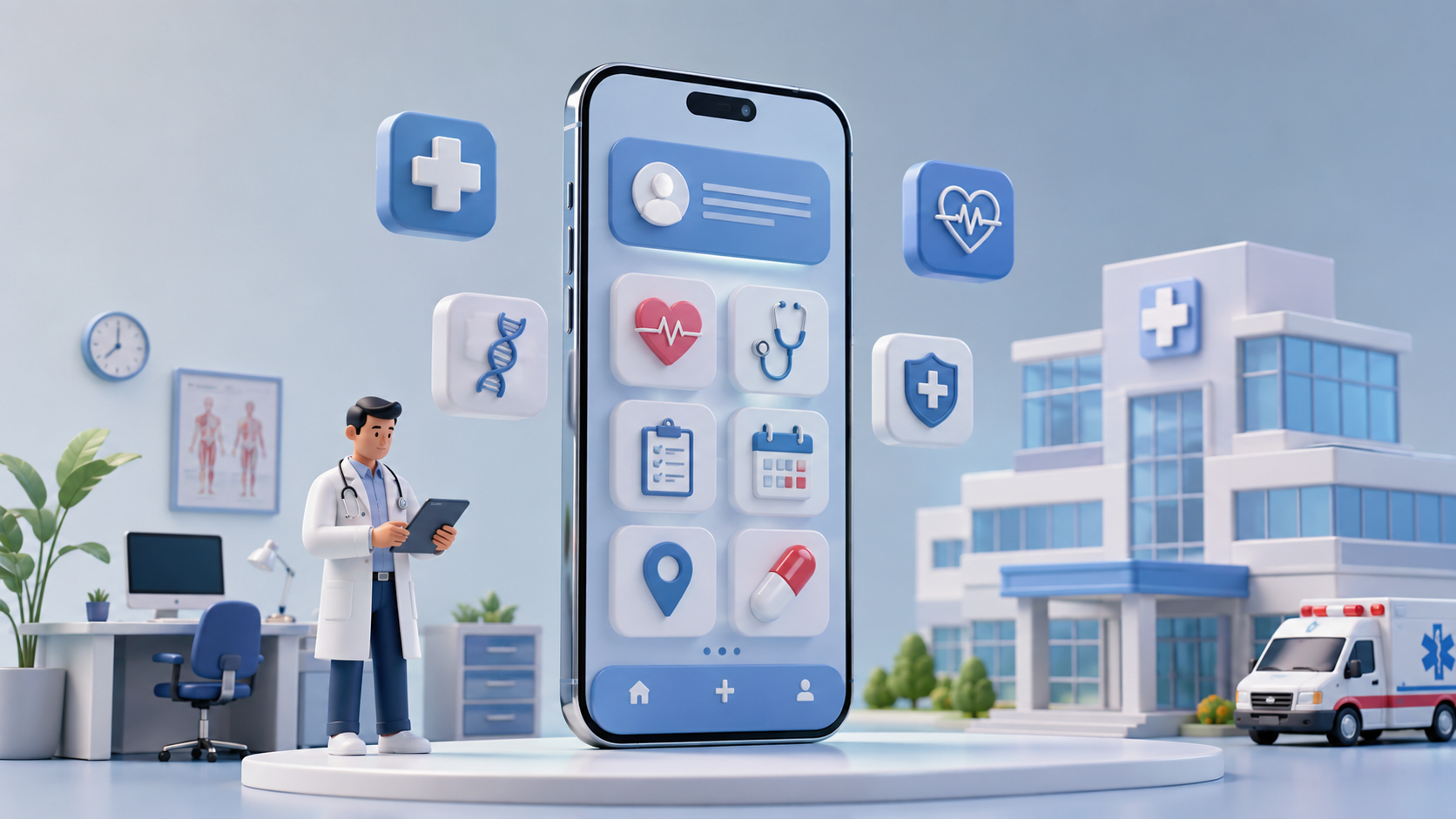 Clinic and hospital mobile app development in Varanasi for appointments doctors reports and patient services