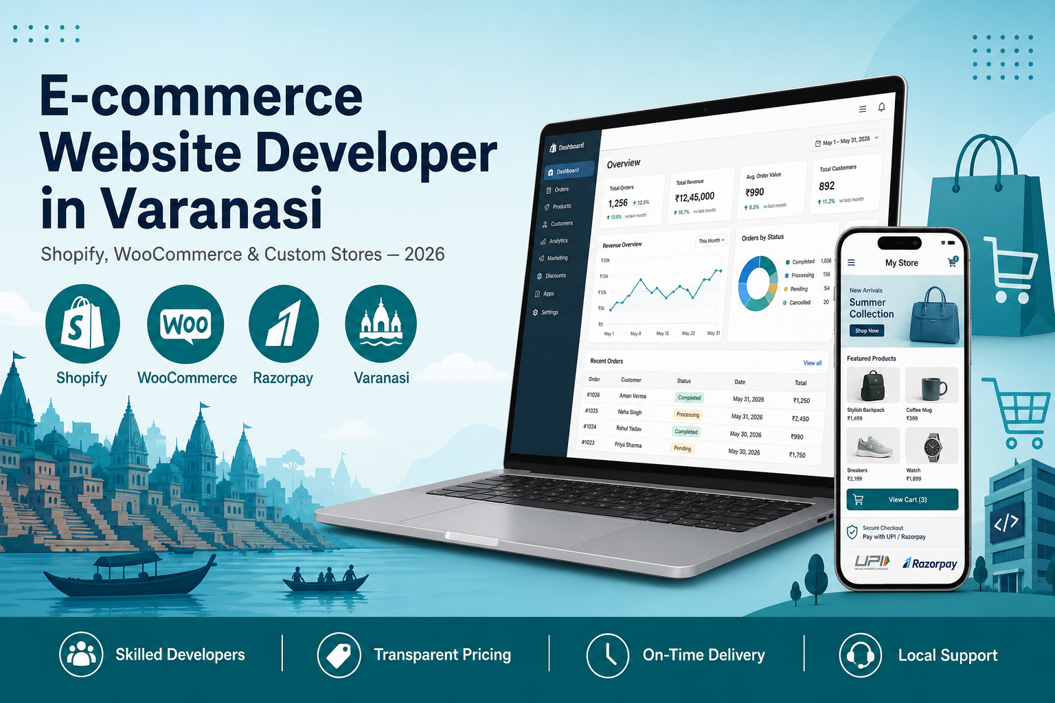 Ecommerce website developer in Varanasi Shopify WooCommerce custom stores guide 2026 Web Developer Kashi