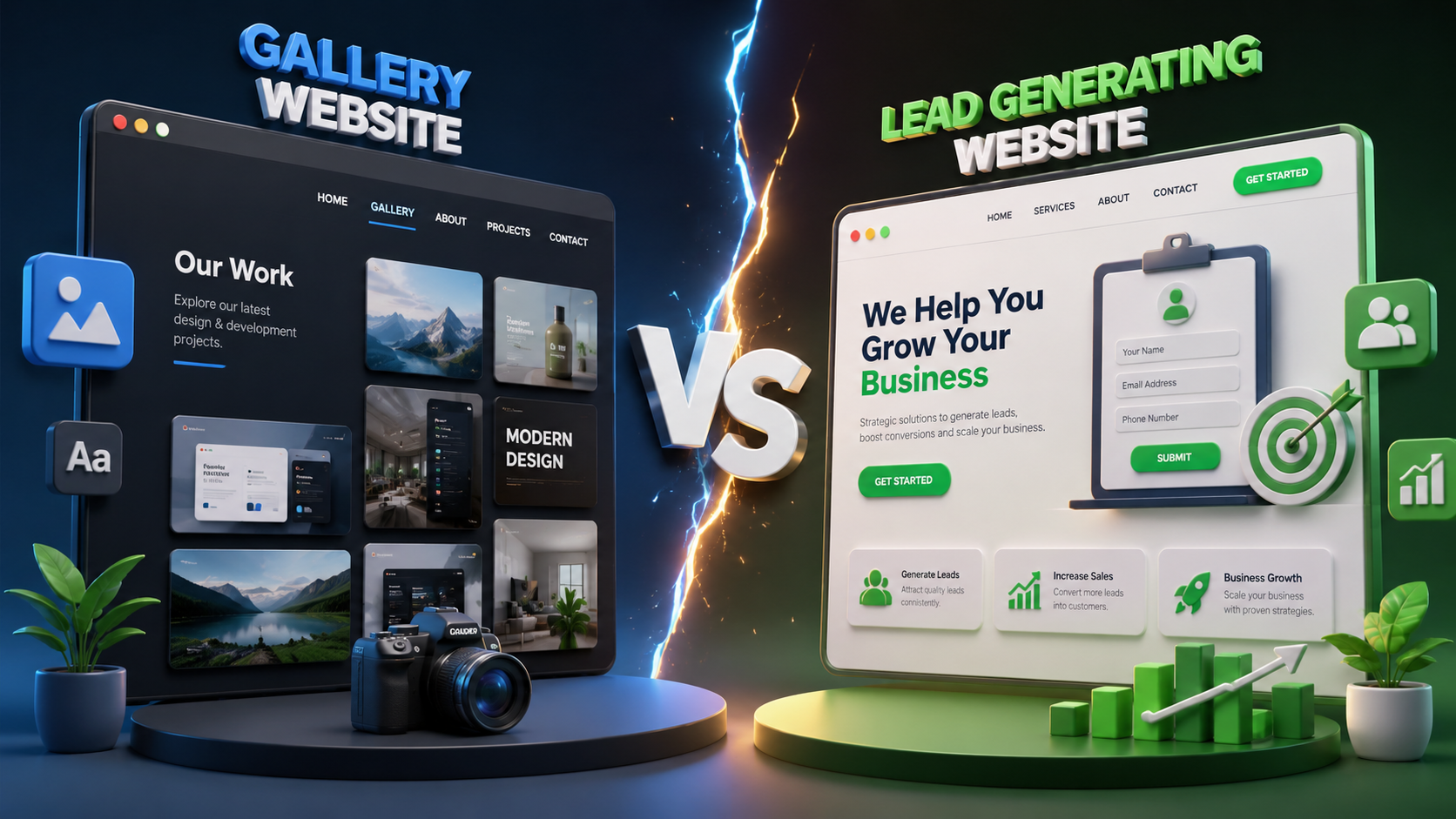 Photo gallery website vs lead-generating website comparison — how businesses get more enquiries in 2026 Web Developer Kashi
