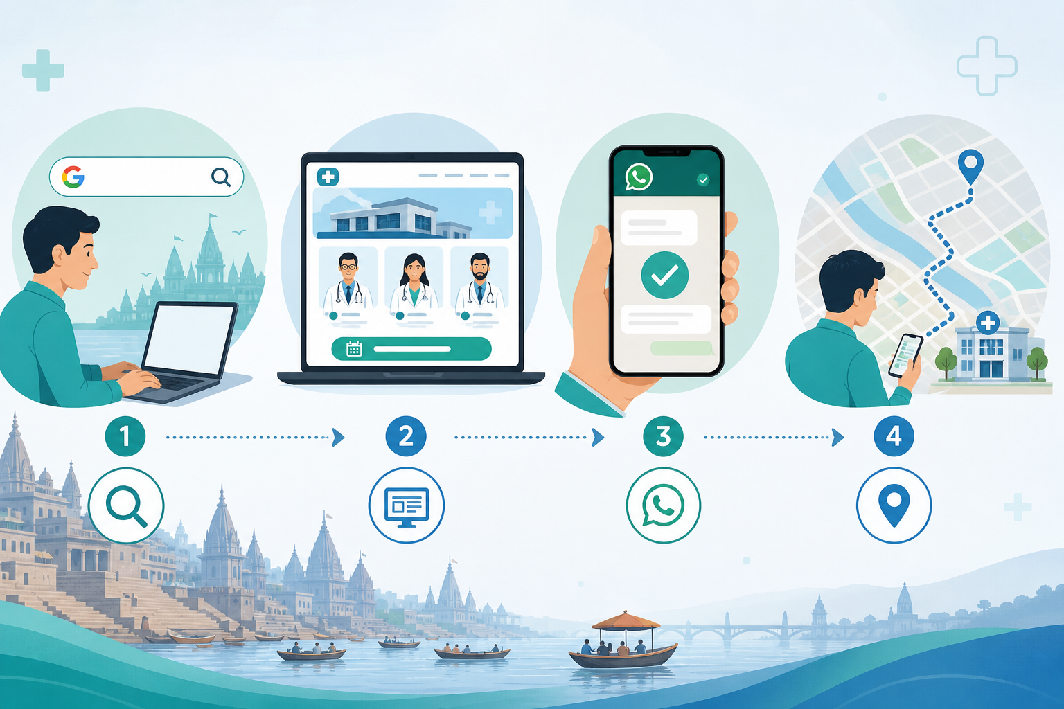 Hospital clinic website online appointment booking and Google Maps flow Varanasi 2026
