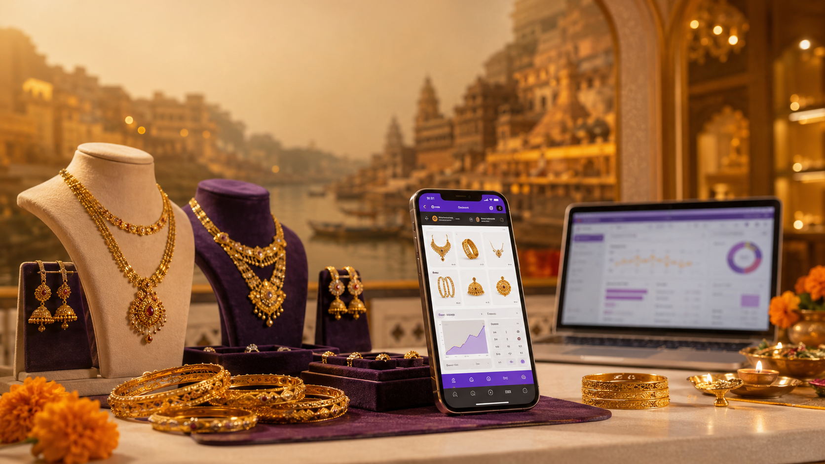 Jewellery showroom website and Flutter app development in Varanasi — live gold rates and catalogue by Web Developer Kashi