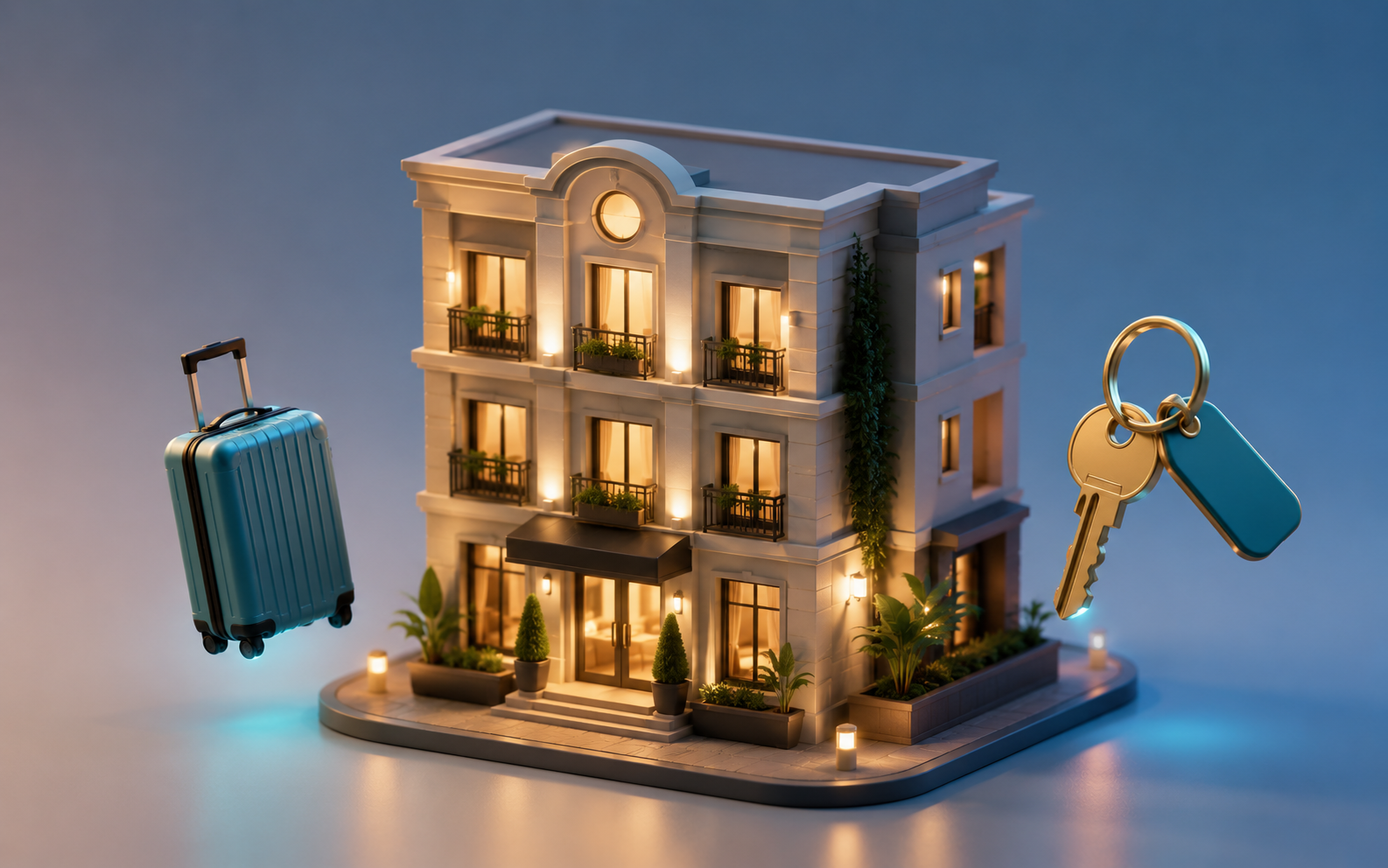 Hotels, guest houses & dharamshalas — 3D illustration