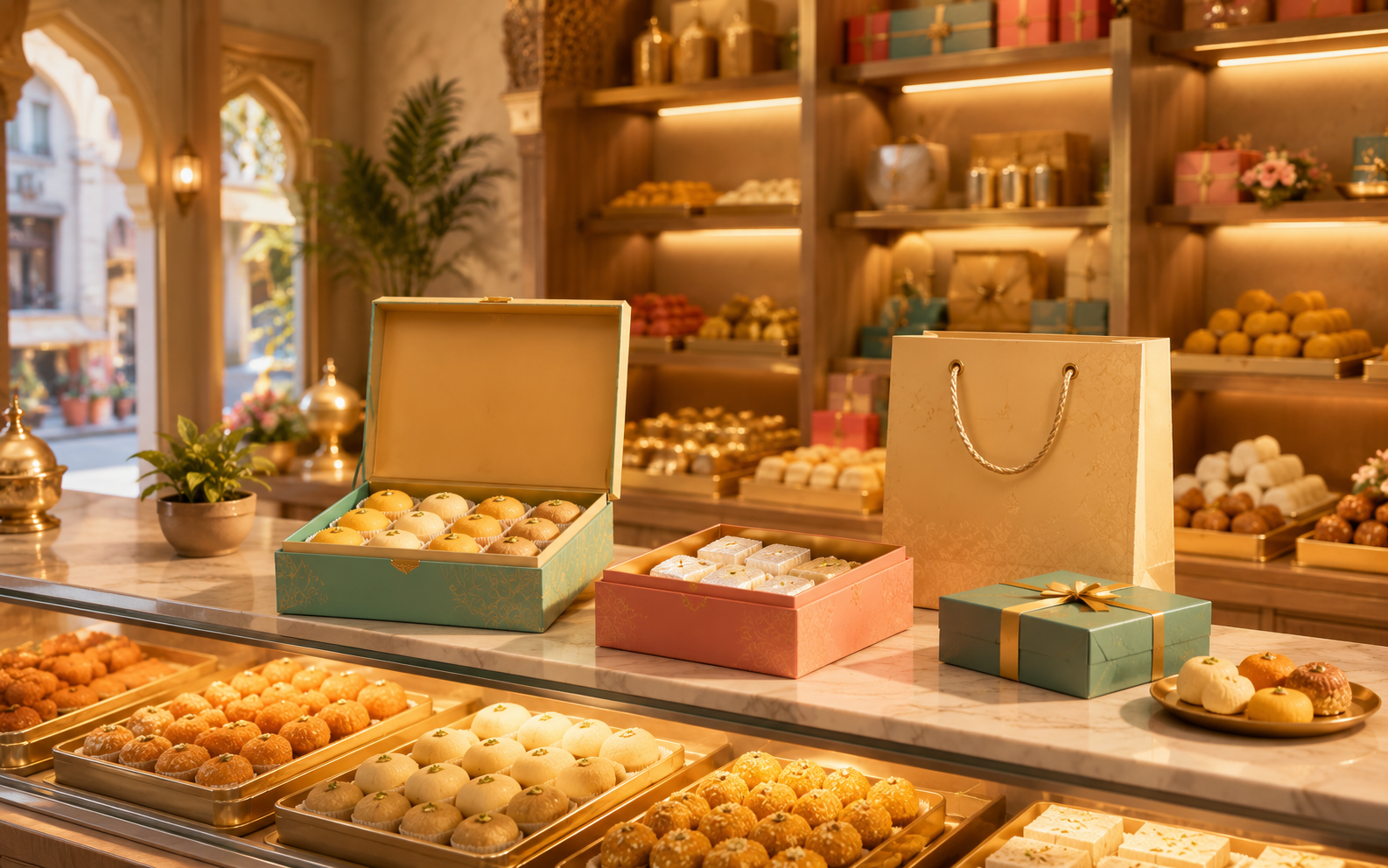 Sweet shops & restaurants — 3D illustration