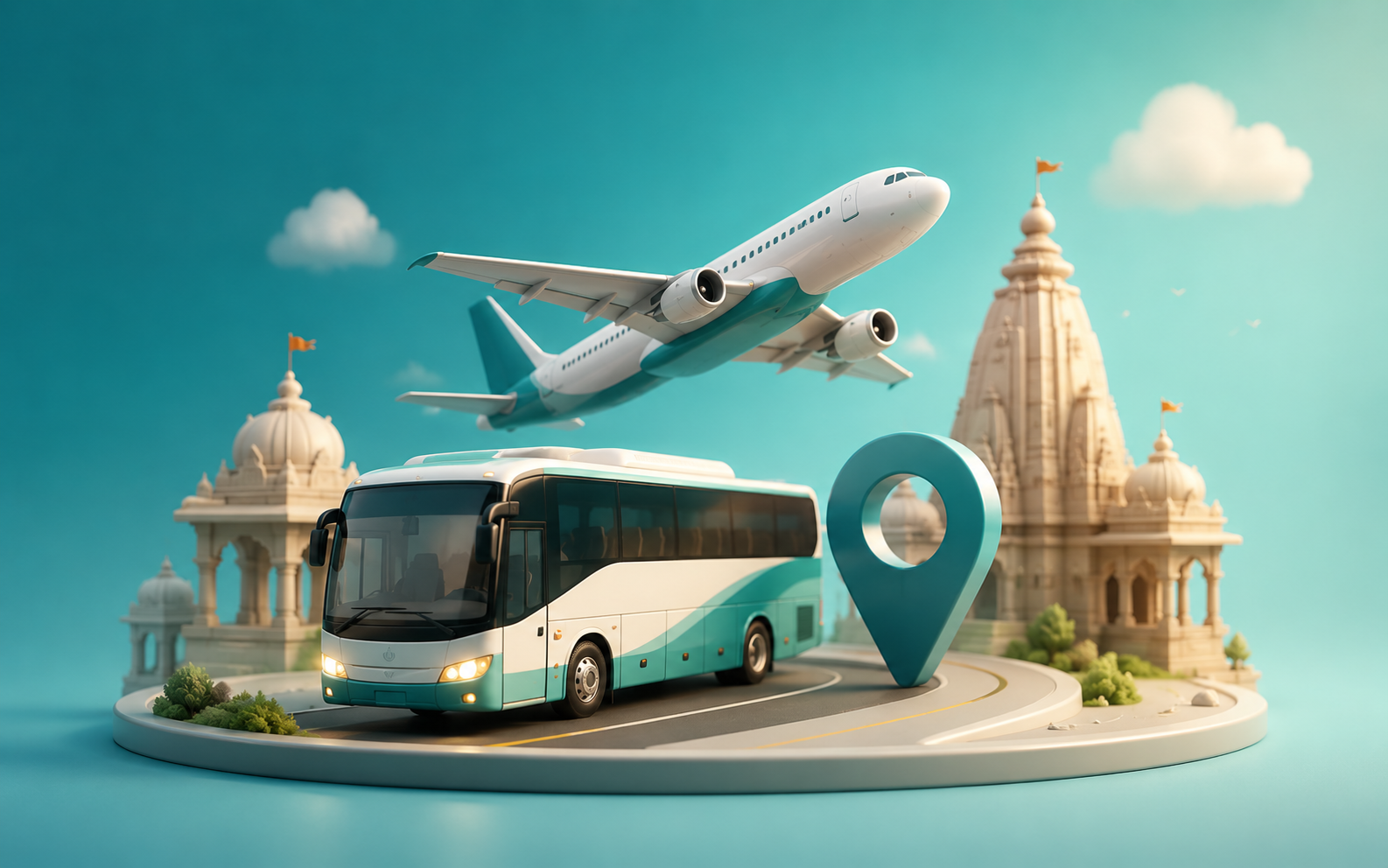 Travel & pilgrimage packages — 3D illustration