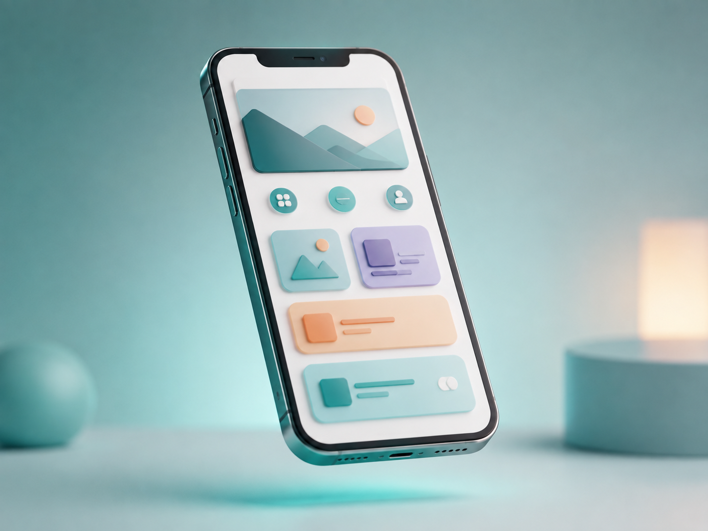 Flutter mobile apps — 3D illustration