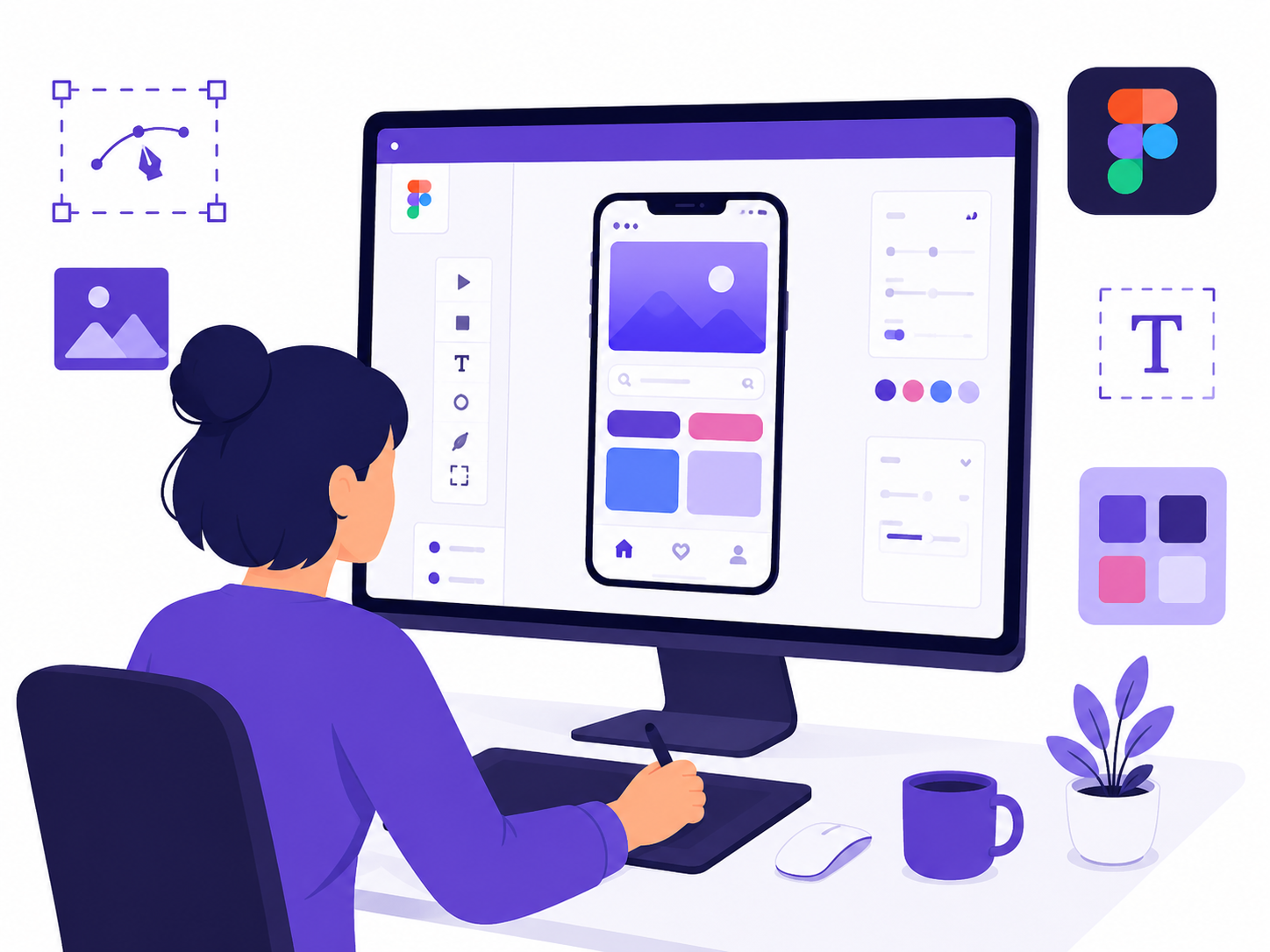 UI UX design step illustration