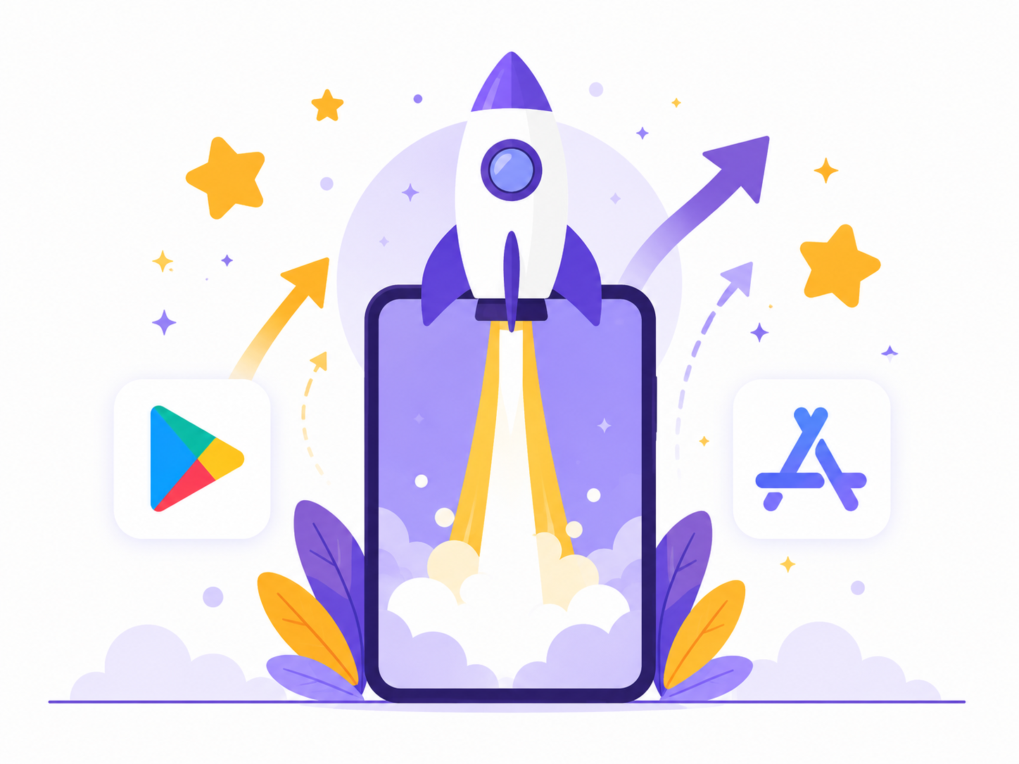 Store launch and support step illustration