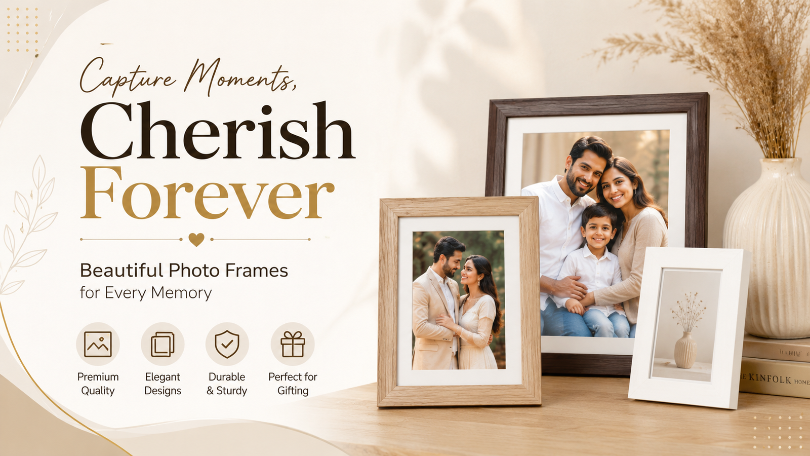 DreambyLens store banner — custom frames and premium prints marketing visual