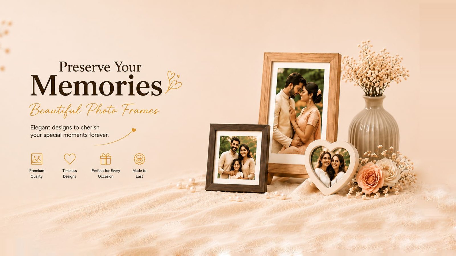 DreambyLens marketplace homepage banner — custom photo frames and prints storefront