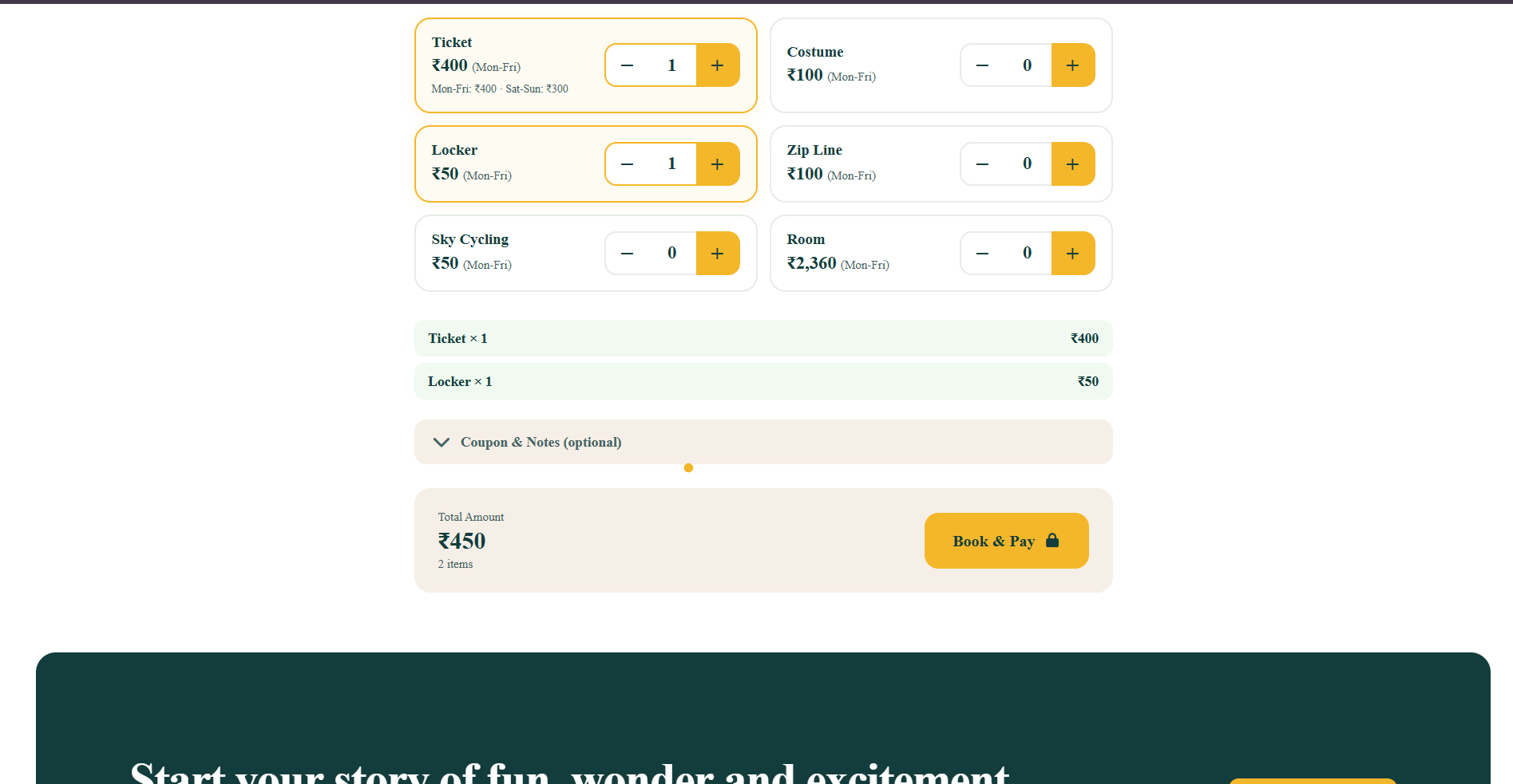 Rajdari Dewdari Water Park — online book now ticket selection