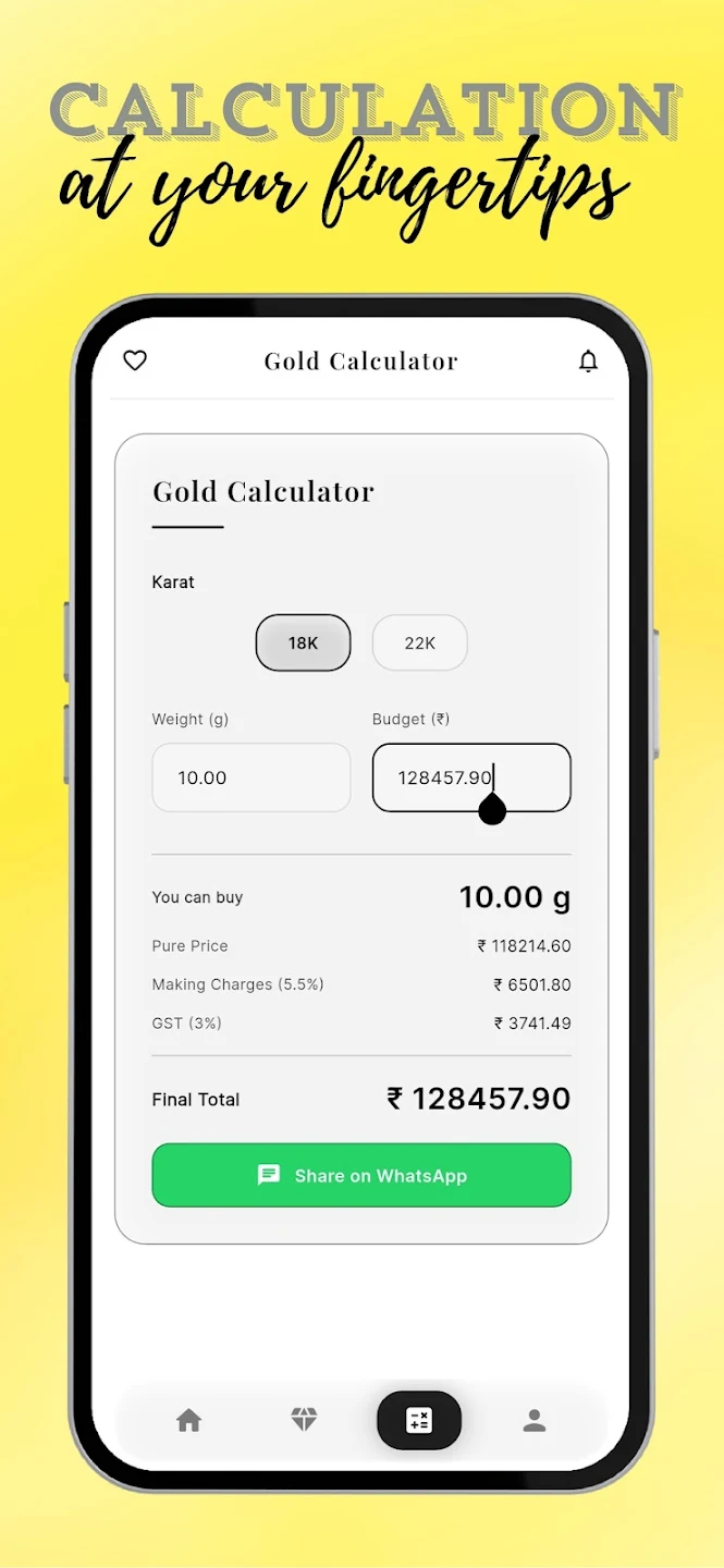 Shri Murari Jewellers app — Gold calculator